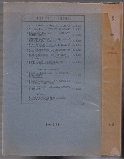 LE PREFAZIONI. A CURA DI AGOSTINO LOMBARDO.. JAMES H.. Neri Pozza, 1956. - immagine 2