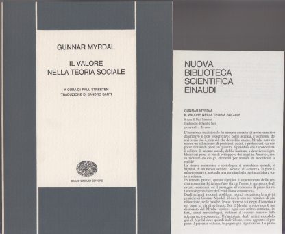 IL VALORE NELLA TEORIA SOCIALE.. Myrdal, Gunnar. Einaudi, 1966.