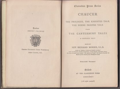 Chaucer the Prologue the Knightes tale, The Nonne Prestes tale from the Canterbury tales. Chaucer, Geoffrey. Oxford, 1886.