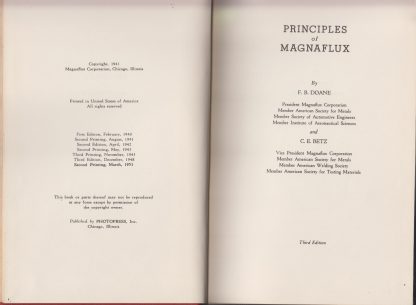 Principles of Magnaflux Inspection. Doane, F.B.. Photopress, 1951. - immagine 3