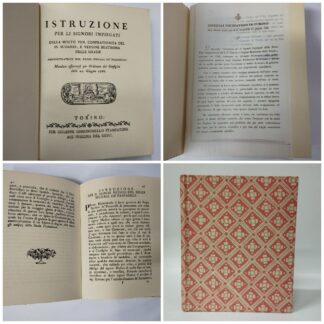 Istruzione per li signori impiegati dalla molto ven. confraternita del S.S. Sudario e Vergine beatissima delle grazie. Amministratrice del Regio spedale de' Pazzarelli. Mandate osservarsi per Ordinato del Consiglio delli 22. Giugno 1766 (Anastatica). AA.VV.. Giuseppe Ghiringhello, 1967.