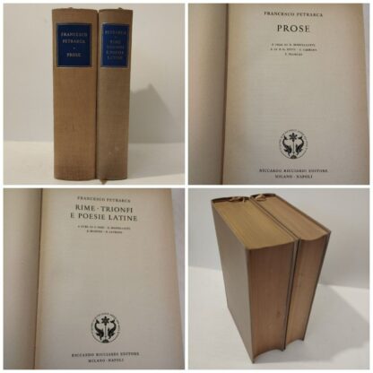 Prose.   Rime, Trionfi e Poesie latine (2 volumi). Francesco Petrarca. Ricciardi, 1951, 1955.