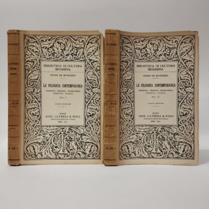 La filosofia contemporanea. Germania, Francia, Inghilterra, America, Italia (2 volumi). Guido De Ruggiero. Laterza, 1941.