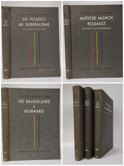 Histoire de la Peinture Moderne. (Vol.I. De Baudelaire a Bonnard. Vol.II. Matisse, Munch, Rouault. Fauvisme et expressionisme. Vol.III. De Picasso au surréalisme). Maurice Raynal ( a cura di ). Skira, 1949-1950.